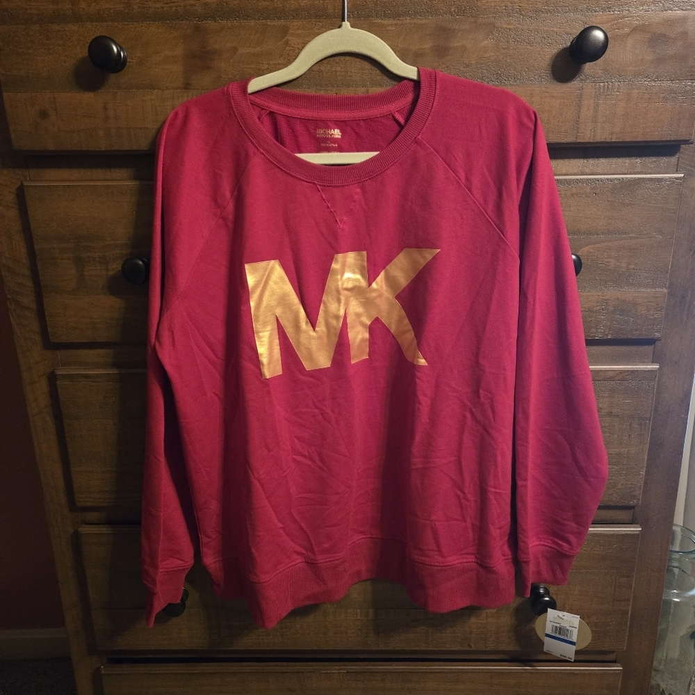 Michael Kors Red MK Logo Crew Neck Sweatshirt.  NWT